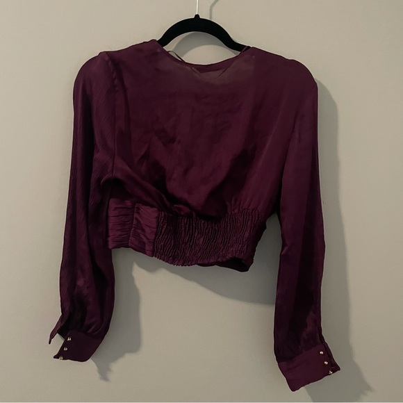 Zara Purple Knotted Surplice Top - Picture 4 of 4